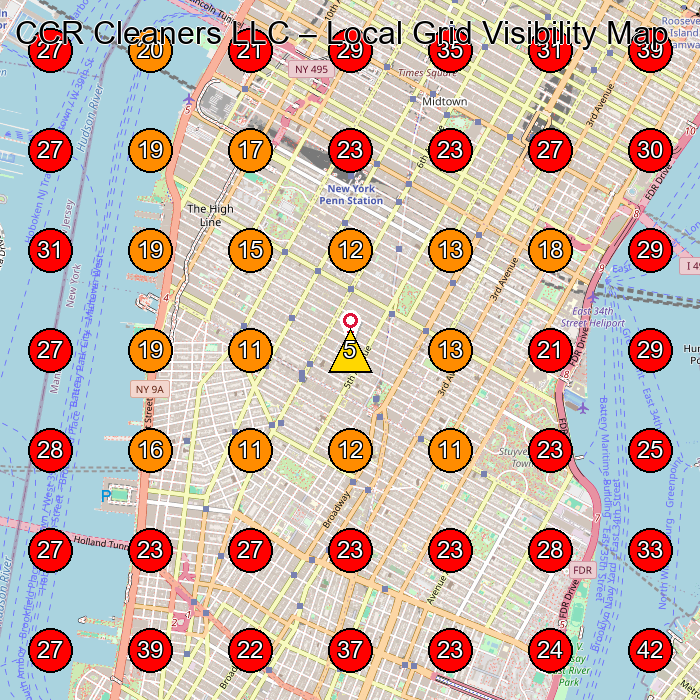 CCR Cleaners LLC GeoGrid visibility map for Servia§Os De Faxina in New York